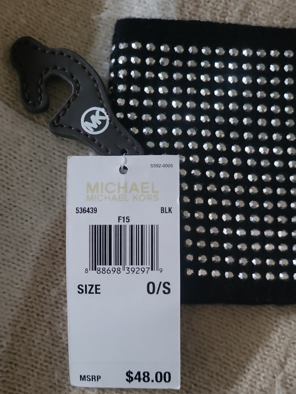 NWT🖤 Michael Kors Black Rhinestone Crystal Studded Headband Warmer - Picture 3 of 4